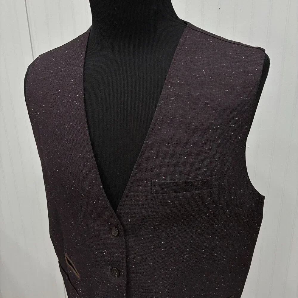 Oak Hill Men's 2XL Purple Solid / Plaid Reversible Button-Front Vest Waistcoat